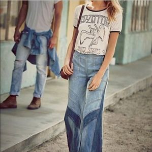 Free People Retro Boho Denim Flares